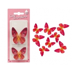 Motyle waflowe 3D motylki dekoracja tort różowy 8x